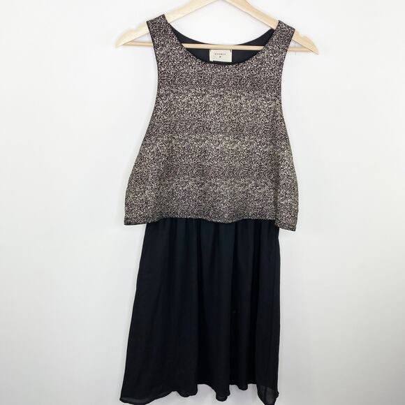 Everly Black Gold Layered Sleeveless Flowy Dress Women's Size Medium M - Picture 7 of 7